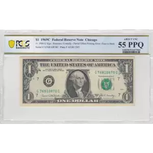 $1 1969-C. Green seal. Small Size $1 Federal Reserve Notes 1906-G (2)