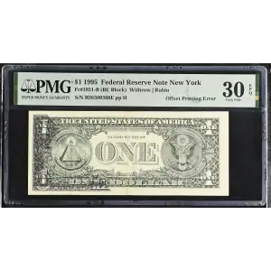 $1 1995 Green seal. Small Size $1 Federal Reserve Notes 1921-B