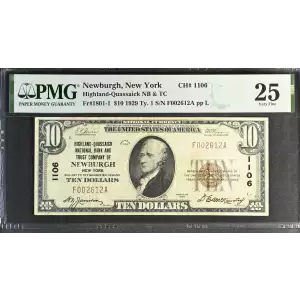 $10 1929 small brown seal. Small National Bank Notes 1801-1