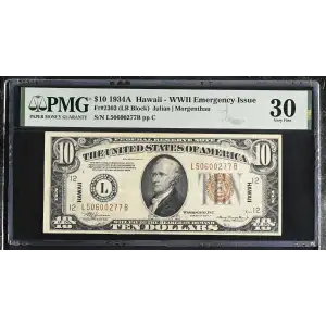 $10 1934-A brown seal Emergency Notes Issued During WW2 2303