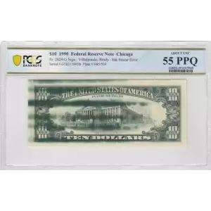 $10 1990 Treasury seal. Small Size $10 Federal Reserve Notes 2029-G