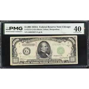 $1,000 1934-A.  High Denomination Notes 2212-G