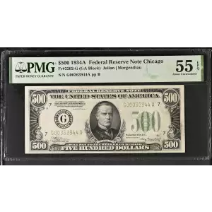 $500 1934-A.  High Denomination Notes 2202-G