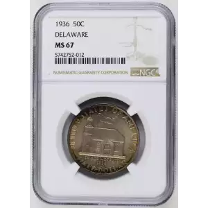 Classic Commemorative Silver--- Delaware Tercentenary 1936 -Silver- 0.5 Dollar (2)