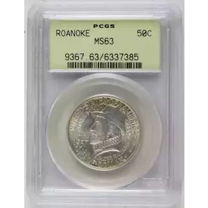 Classic Commemorative Silver--- Roanoke Island, North Carolina, 350th Anniversary 1937 -Silver- 0.5 Dollar