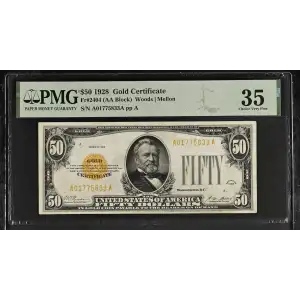 $50 1928 gold seal. Small Size Gold Certificates 2404 (2)