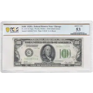 $100 1928-A.  Small Size $100 Federal Reserve Notes 2151-G (2)