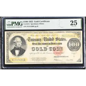 $100 1922 Small Red Gold Certificates 1215 (2)
