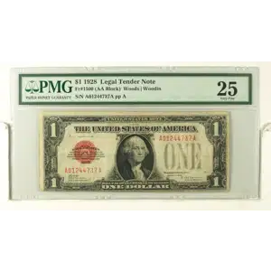 $1 1928 Red Seal Small Legal Tender Notes 1500
