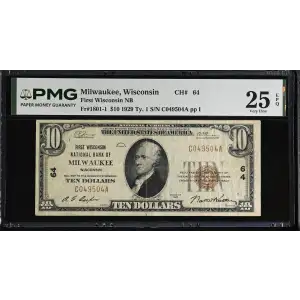 $10 1929 small brown seal. Small National Bank Notes 1801-1 (2)