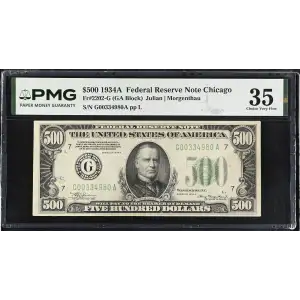 $500 1934-A.  High Denomination Notes 2202-G