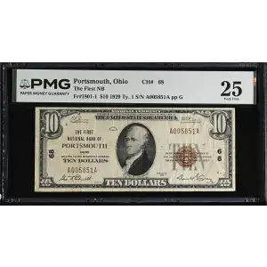 $10 1929 small brown seal. Small National Bank Notes 1801-1 (2)