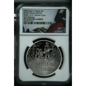 2018 S WWI - U. S. Marine Corps First Releases WWI Coin & Medal Set ULTRA CAMEO (2)