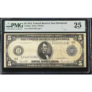 $5 1914 Red Seal Federal Reserve Notes 863A