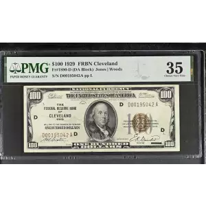 $100 1929 brown seal Small Federal Reserve Bank Notes 1890-D