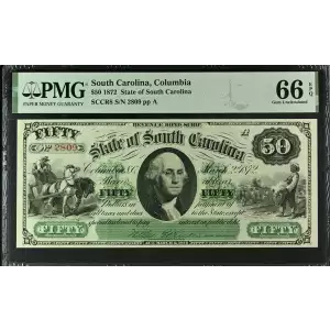 1872 $20 State of South Carolina 